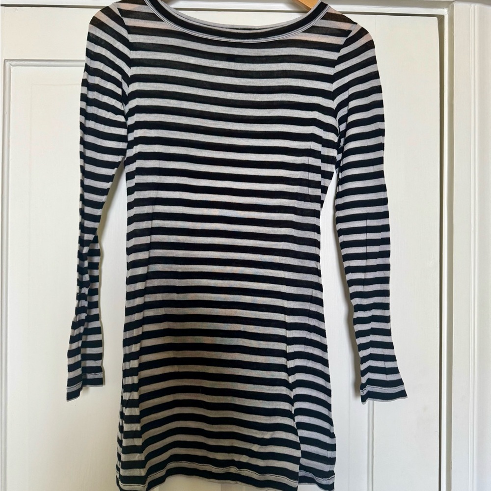 Striped Black and Grey Long Sleeve Top